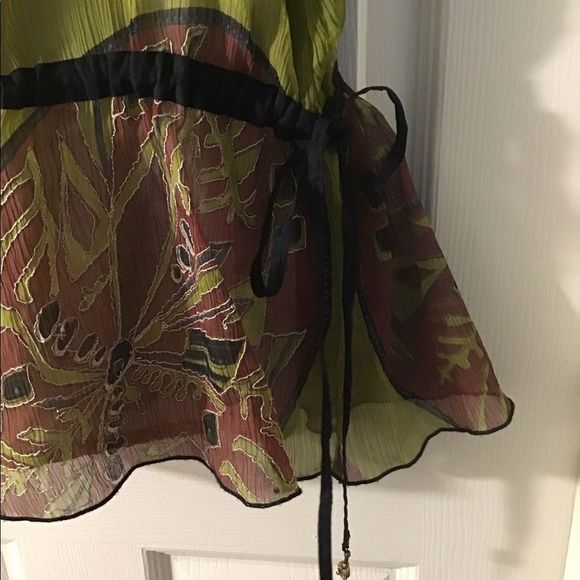 DIMRI Tunic Circle Neckline Open Shoulder Low Gather W/Tie Lined Size M - Picture 10 of 10